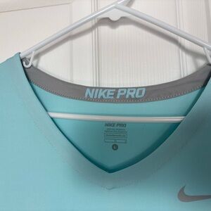Nike Pro Aqua Blue and Gray Top